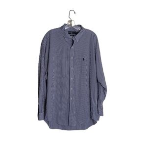 Ralph Lauren Blake Men's Blue White Stripe  Long Sleeve Collared Shirt. Size XL